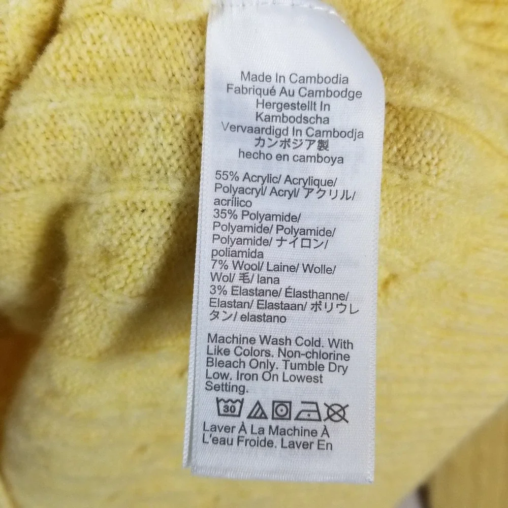 J. Crew Extra-Soft Yellow Cable Knit Mock Neck‎ Sweater Womens 2X Pullover